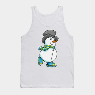 Snowman at Ice skating with Scarf & Hat Tank Top